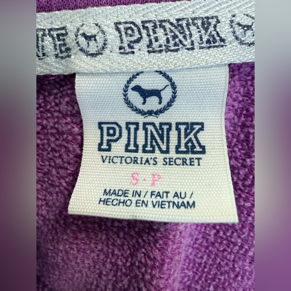 Victoria’s Secret Pink Vintage Y2K 1/4 zip pullover kangaroo pocket purple small - Picture 7 of 8